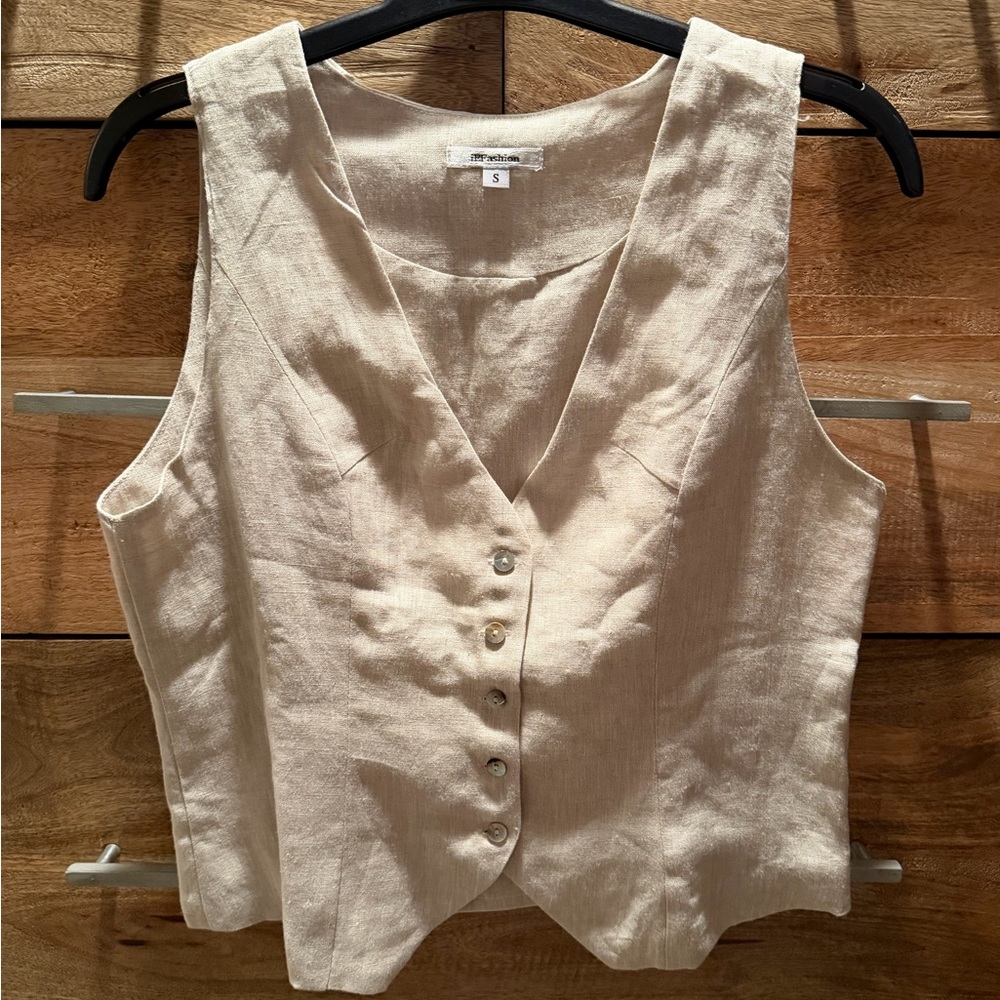 Linen Beige Vest